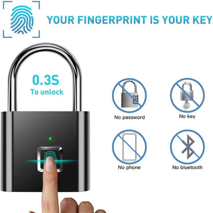 Keyless Smart USB Charging Fingerprint Padlock - Wanderers Vault