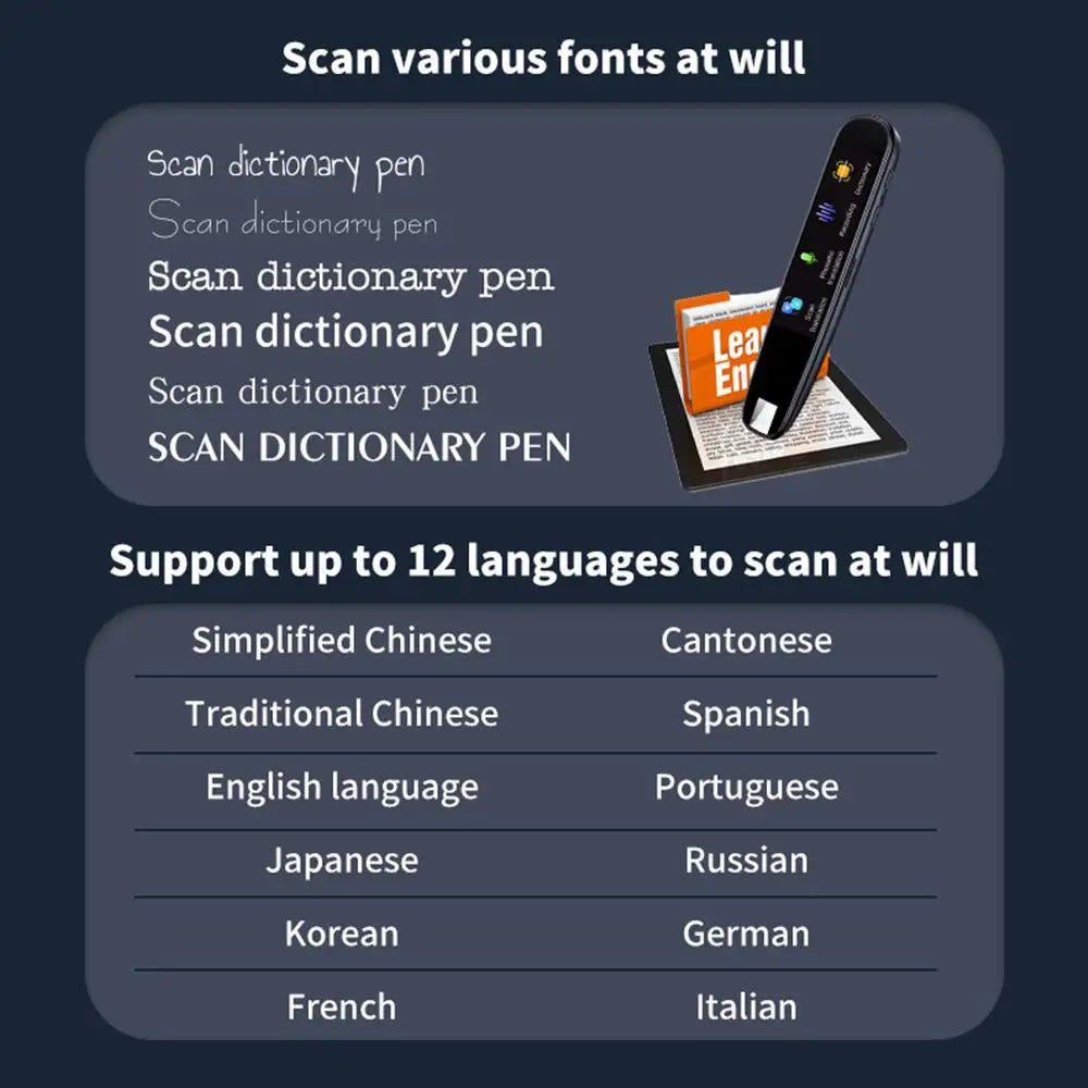 Smart Translation Pen with Scanner, Dictionary, & Text-to-Speech technology