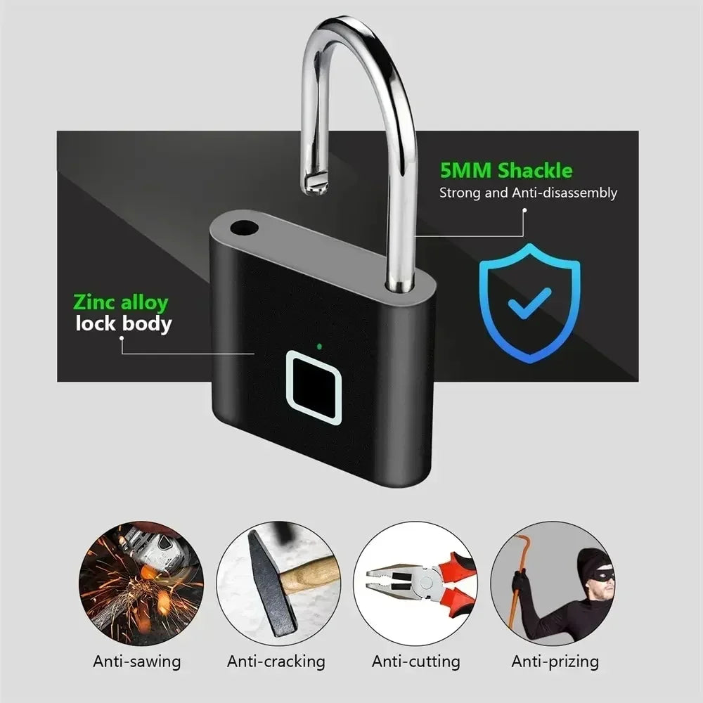 Keyless Smart USB Charging Fingerprint Padlock - Wanderers Vault